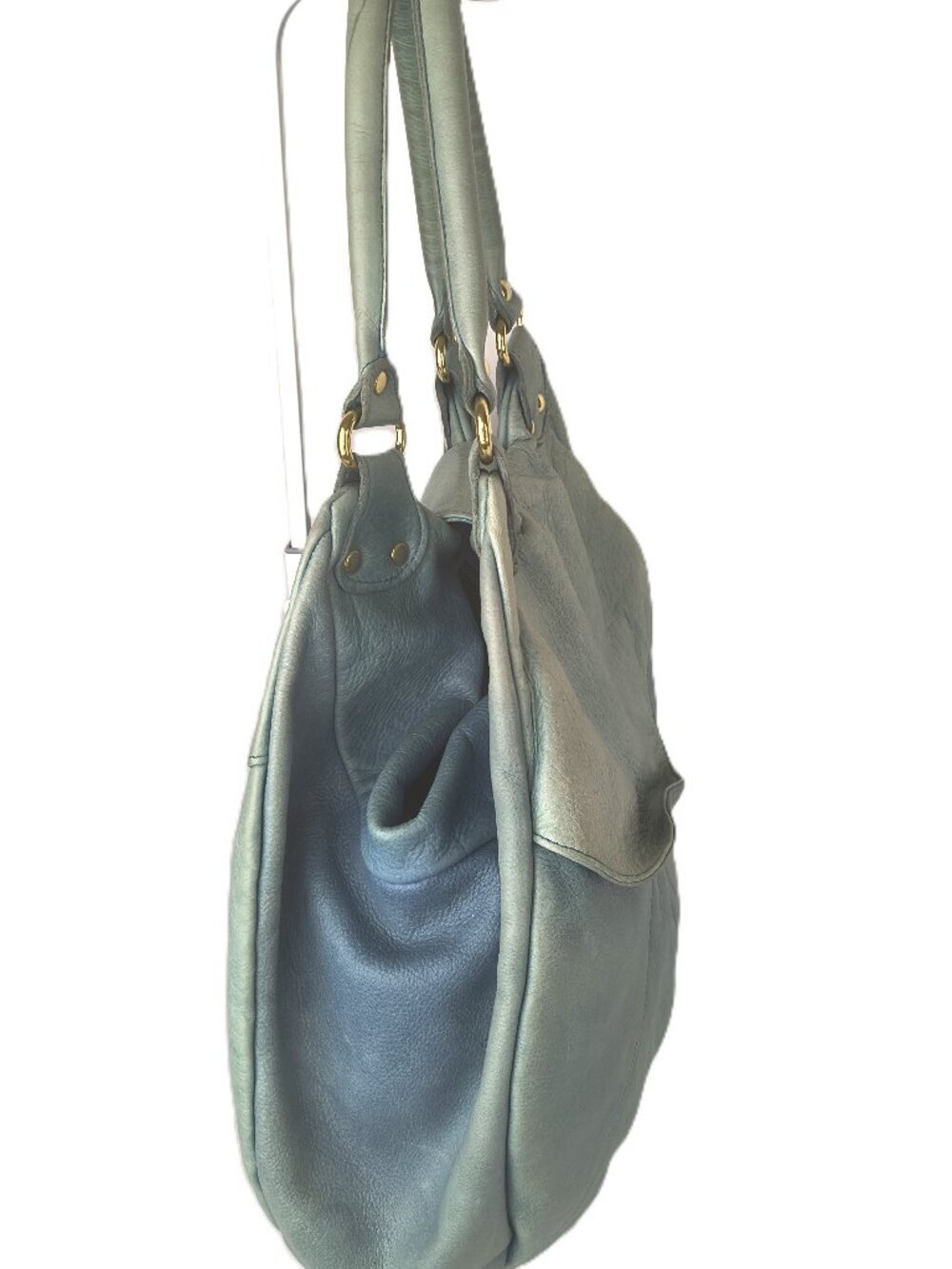 Large Mint Green Leather Tote Handbag - Stylish Everyday Shoulder Bag - Picture 4 of 12